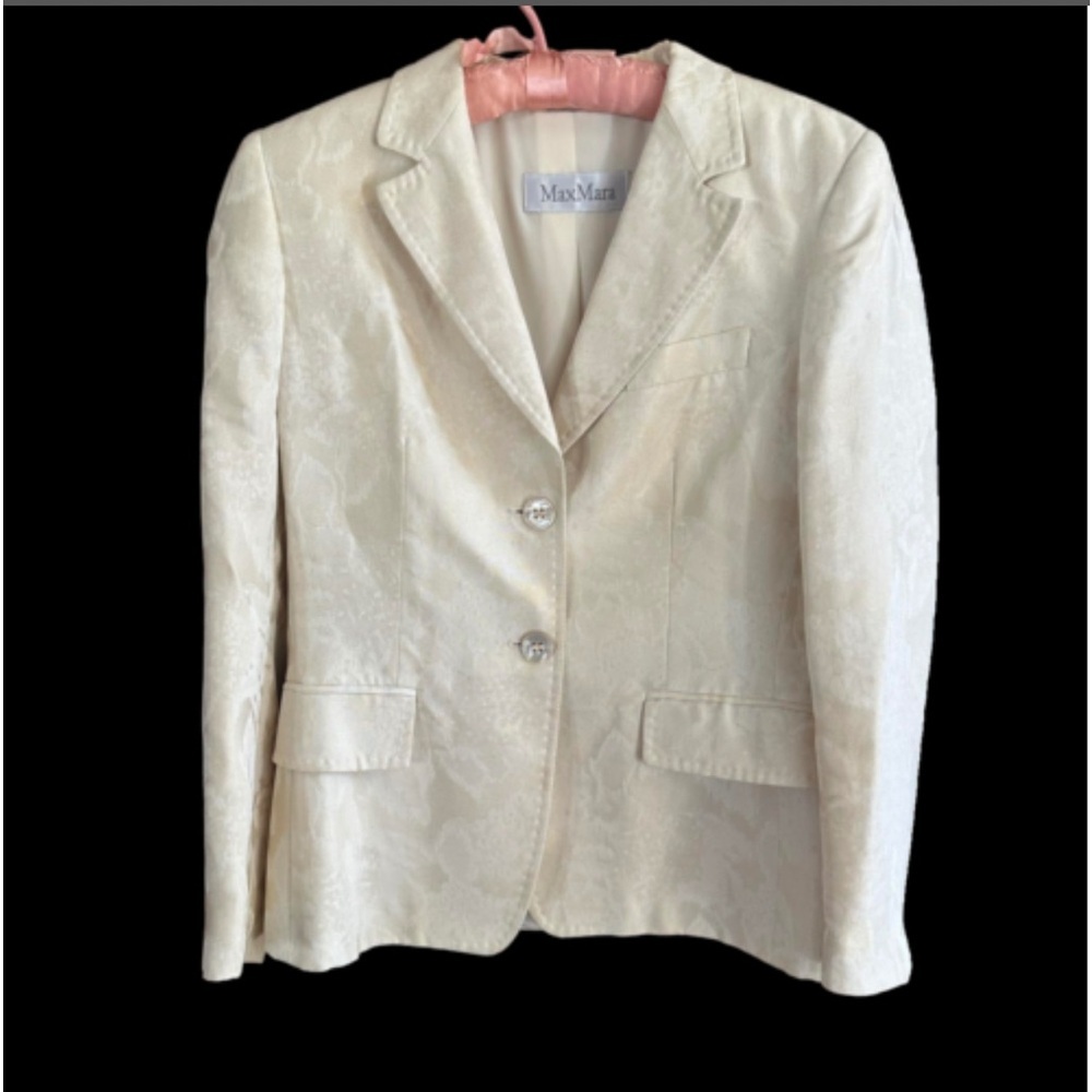 Max Mara VINTAGE Women's Silk Blend Blazer Ivory Cream Size 6